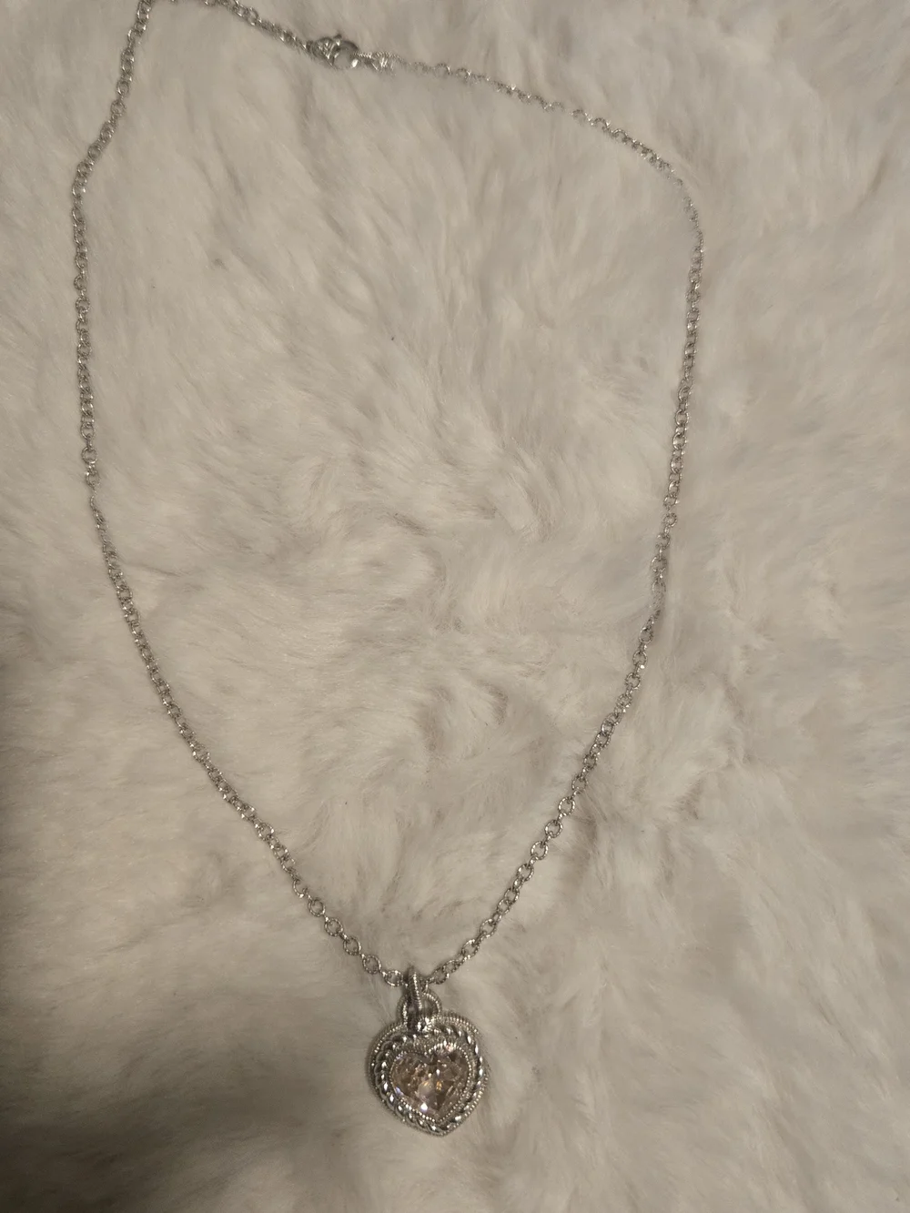 Judith Ripka Silver Heart Pendant with Champagne Stone